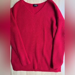 A.N.A - Sweater / V neck/ Color Red / Size Large